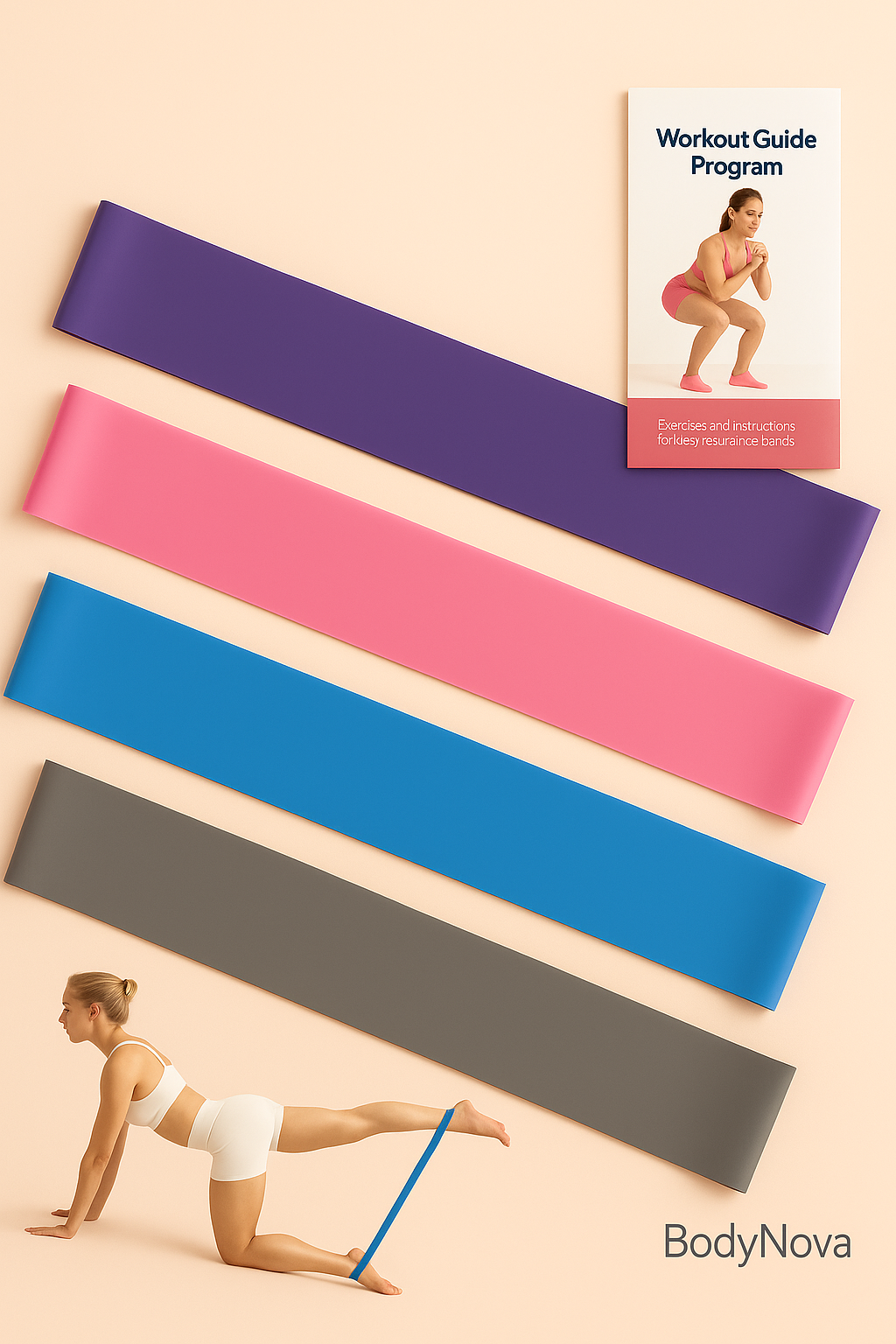BodyNova™ Premium Booty Resistance Bands – 4-Level Set