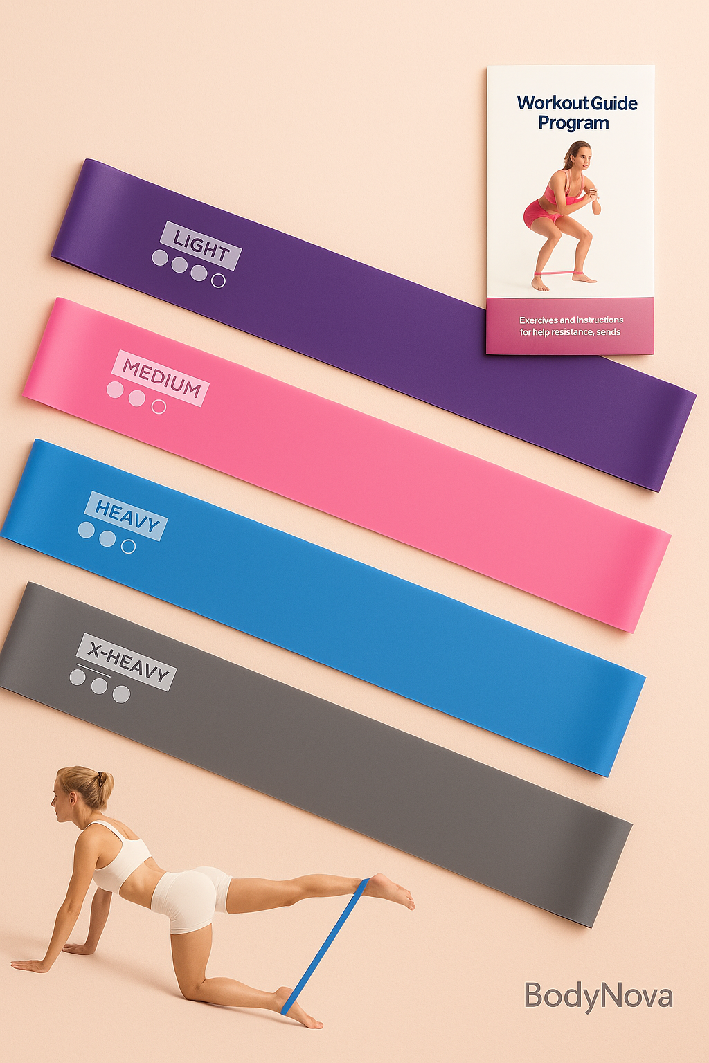 BodyNova™ Premium Booty Resistance Bands – 4-Level Set